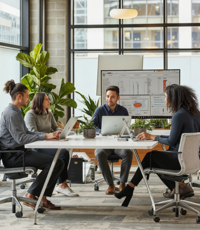 Modern office workspace at Avani