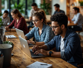 Creative web design team working